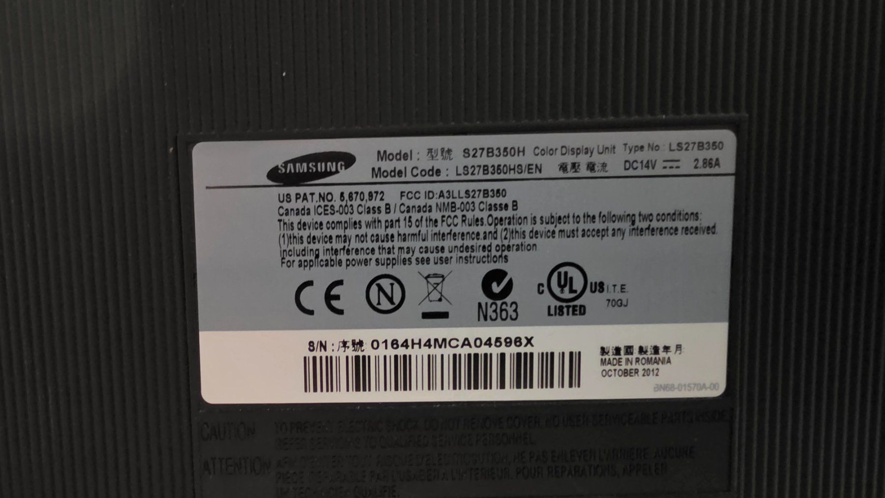 Samsung Monitor: Samsung S27B350H – Usato da Aigle venduto da seb92_p 1