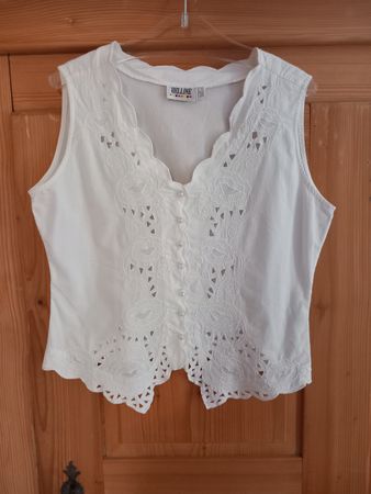 weisse Bluse mit Stickerei,  38