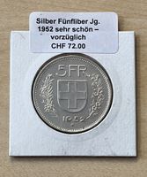 Silber Fünfliber Jahrgang 1952 RAR