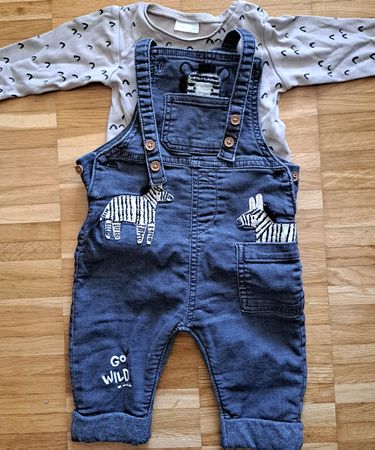 Next Baby Dungaree and Long Sleeve Top Set Used