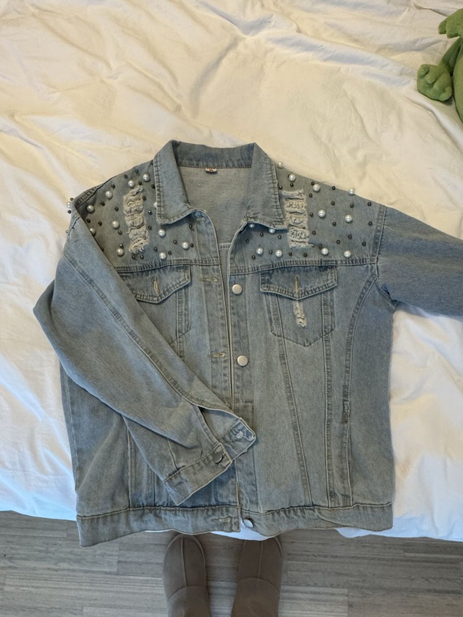 Giacche: Denim jacket with pearl decor – Nuovo (secondo la descrizione) da Zürich venduto da llor.dell 5