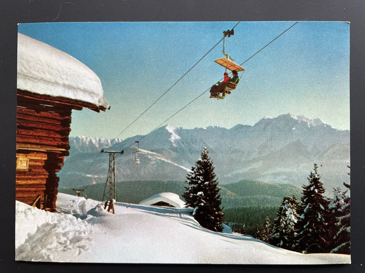 Ansichtskarten: Engadin? Lenzerheide? Ski 1958 – Gebraucht aus Faido von Luca555