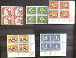 1958 Pro Patria Mineralien Viererblock Satz  **