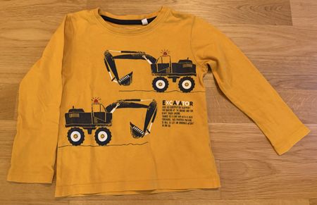 C&A - Pull jaune avec machines chantiers, taille 98