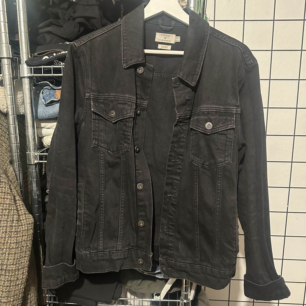 Giacche: Topman Black Denim Jacket, Size S – Usato da Genève venduto da ravehotline