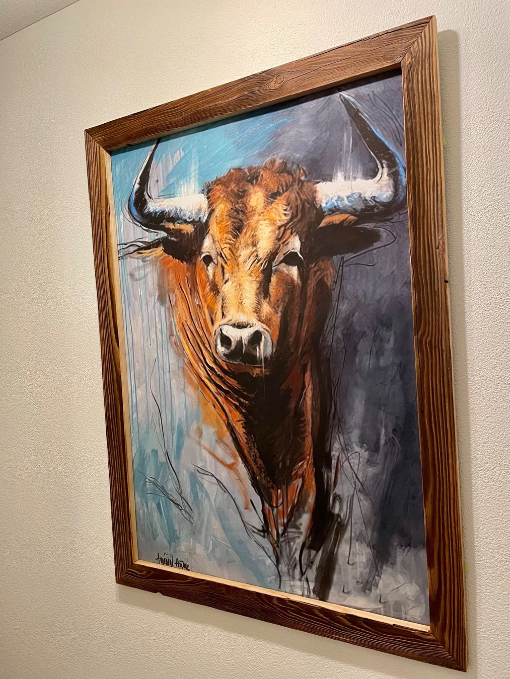 Foto & Immagini: Bild Stier Kunstdruck auf Leinwand, Holzrahmen – Usato da Brunnen venduto da Holz-style 2