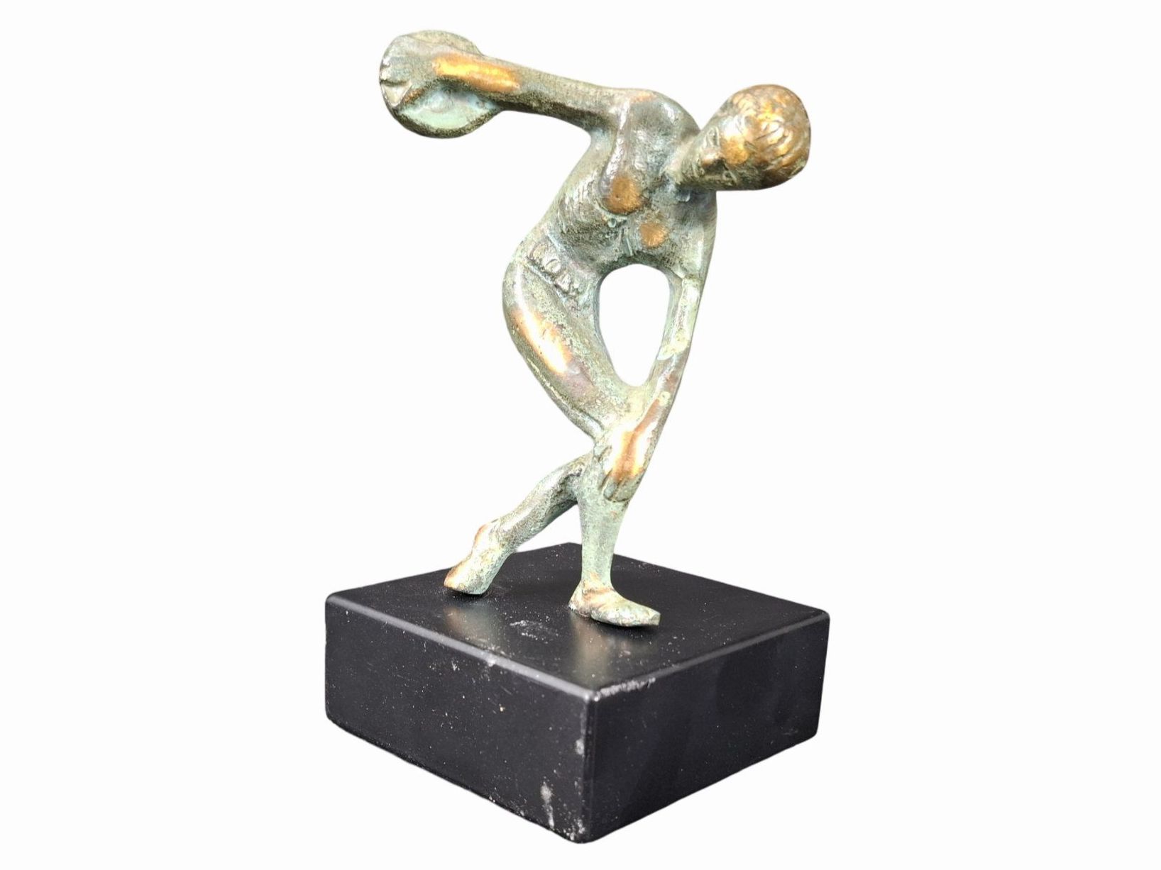 Sculture & Statue: Diskuswerfer in einer abstrakten Bronzefassung mit Sockel – Usato da Wil SG venduto da Restwert_Wil