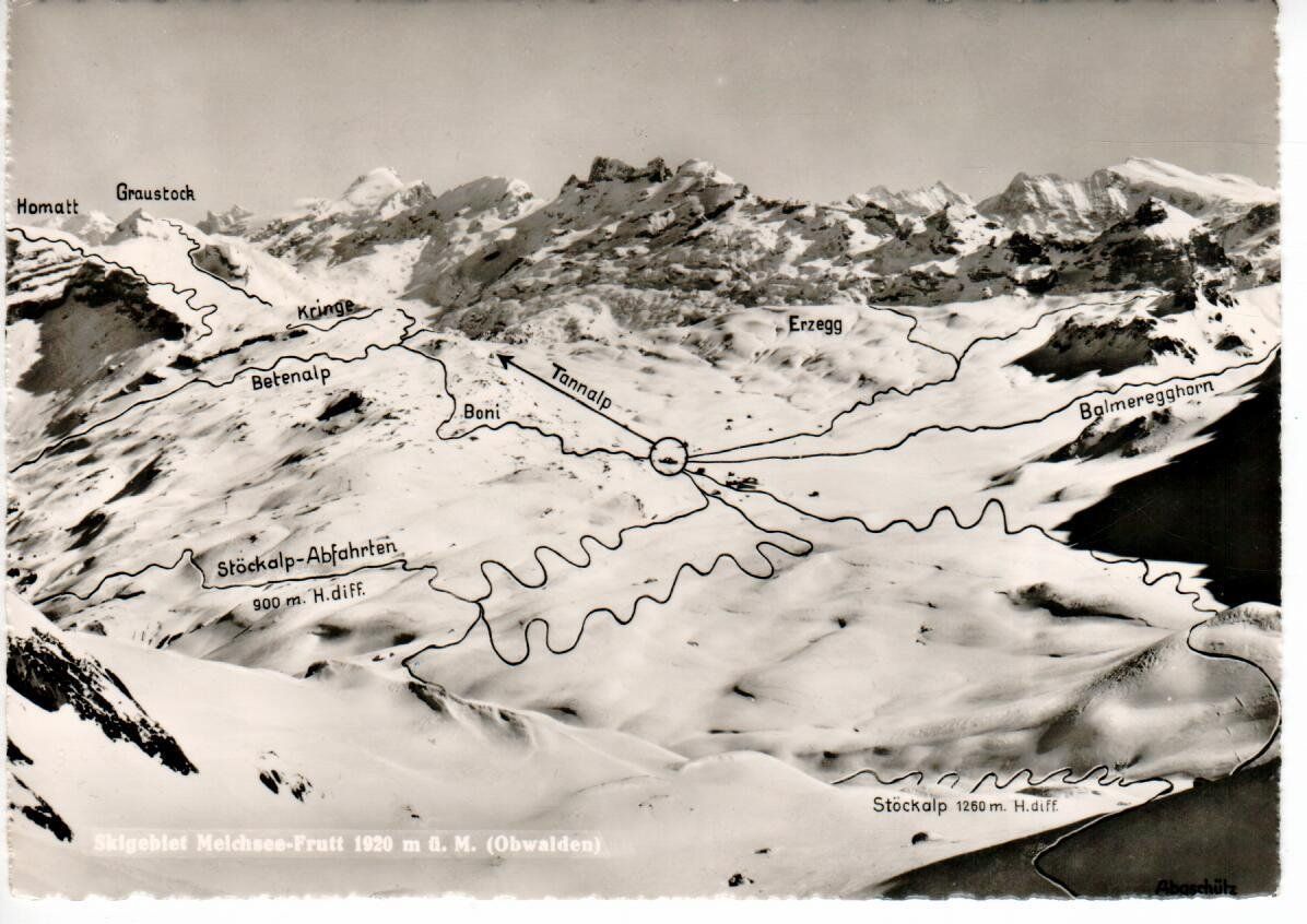 Cartoline postali: Skigebiet Melchsee Frutt 1954 – Usato da Wolhusen venduto da Curver9