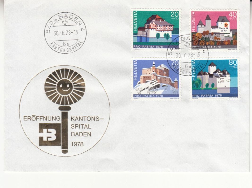 Alle Briefmarken: Eröffnung Kantonsspital Baden 1978 – Gebraucht aus Bürglen TG von StampGraf