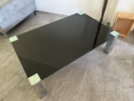 Couchtisch Glas schwarz, Beine Chrome