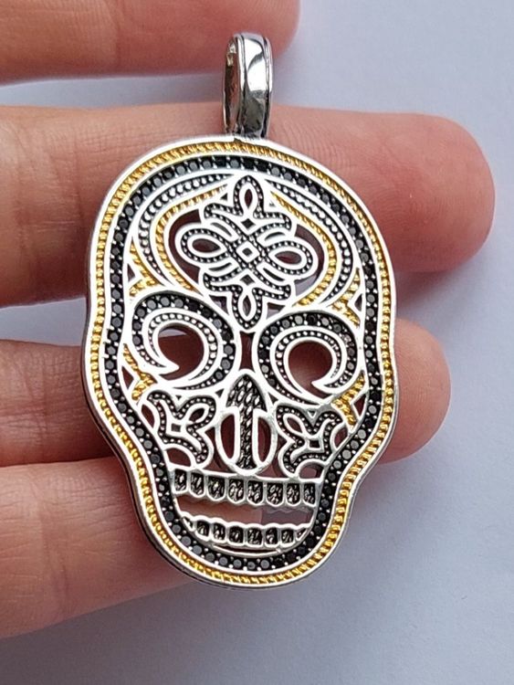 Totenkopf Krawattennadel Tibet Silber - Gothic Krawattenklammer Mit Schlüssel