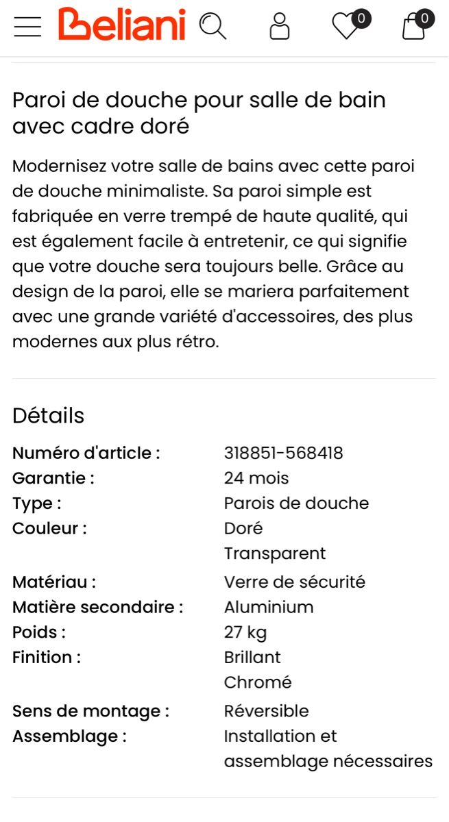 Docce: Parois vitrée douche cadre doré, 90x190 – Nuovo e nell'imballaggio originale da Biel/Bienne venduto da lilianaldc 7