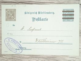 TR13 Carte Postale + Timbre Allemagne / Württemberg 1911