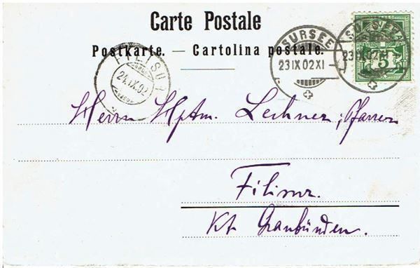 Cartoline postali: SURSEE: Unter Thor mit unterm Graben 1902 – Usato da Flims - Dorf venduto da Stagediver 1