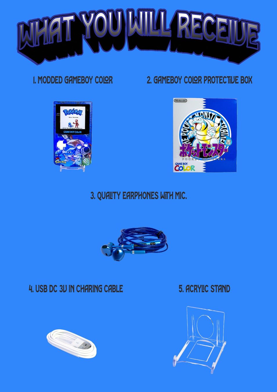 Nintendo Konsolen: GameBoy Color IPS Pokémon Blastoise Edition with LED Buttons – Gebraucht aus Savosa von  9