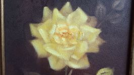 Original Nora Hammon Ölbild Yellow Rose m. Gold Rahmen ANTIK