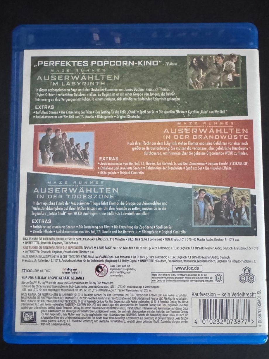 Tutti i DVDs: Maze Runner Trilogie Blu-ray – Usato da Wolfhausen venduto da ResalePoint 1