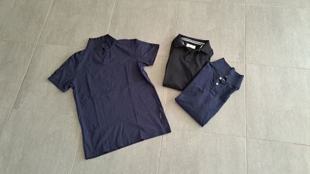 3 Polo-Shirts im Set Gr. S schwarz & marineblau