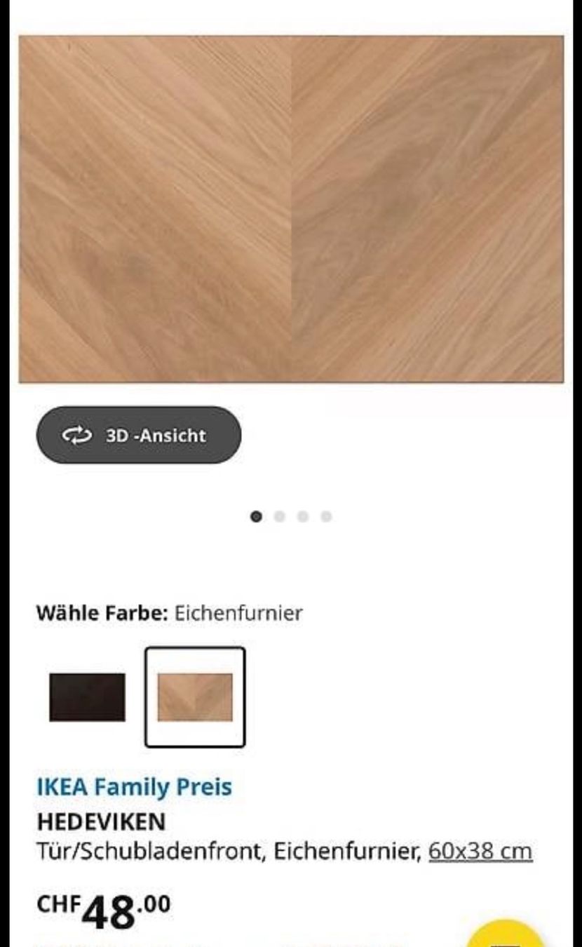 Articoli in legno: Ikea HEDEVIKEN Tür/Schubladenfront, Eichenfurnier, 60x38 cm – Usato da Schwerzenbach venduto da asn_7m7h