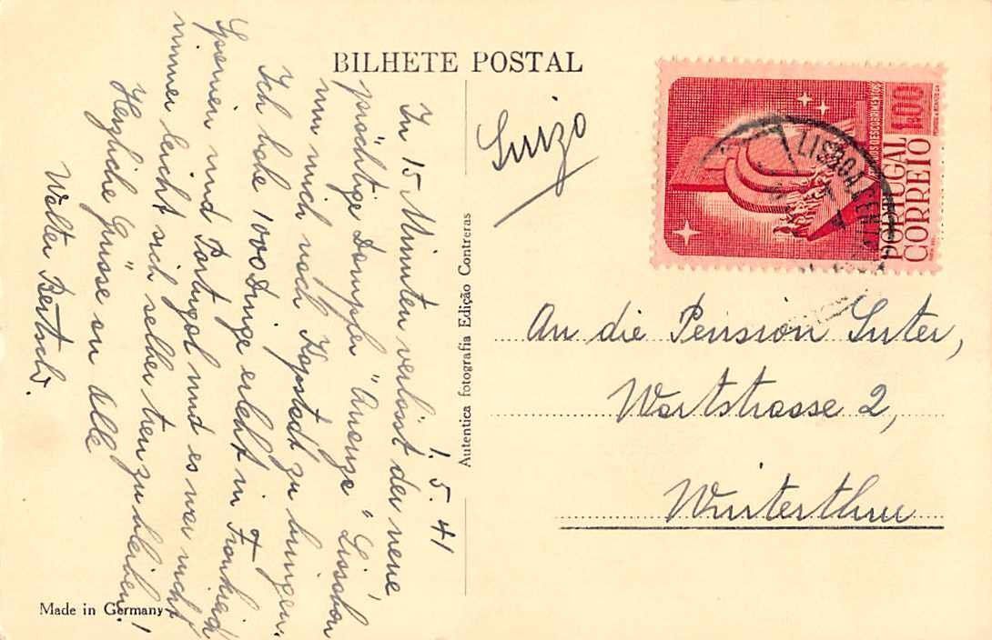 Cartoline postali: Bilhete Postal LISBOA 1941 – Usato da Winterthur venduto da SchatzchischtliWinti 1