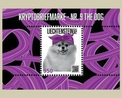 Liechtenstein Crypto Stamp Nr 9 The Dog Grün + Türkise