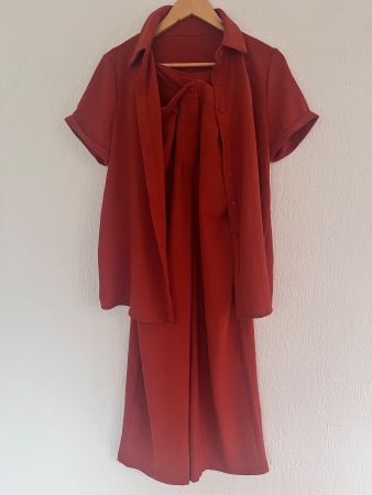 Damen Set Bluse und Hose in Terrakotta gebraucht
