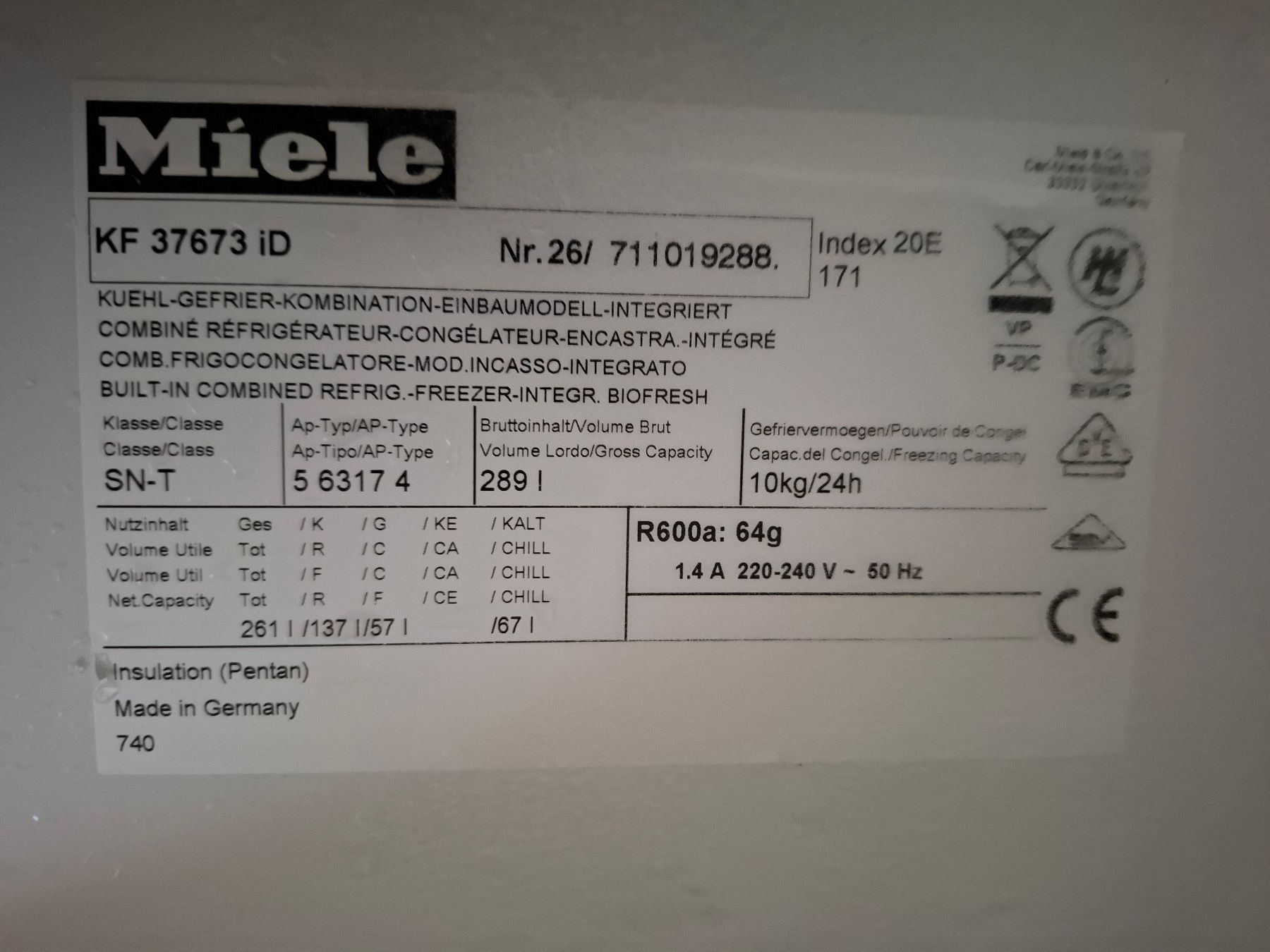 Miele Frigoriferi: Kühlschrank – Usato da Sins venduto da PCHeizer 1