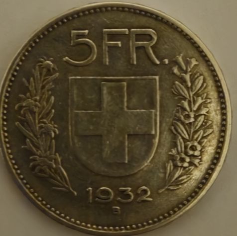 Tutti le monete: 5 Franken Silbermünze Schweiz 1932 B – Usato da Schaan venduto da stilo0987