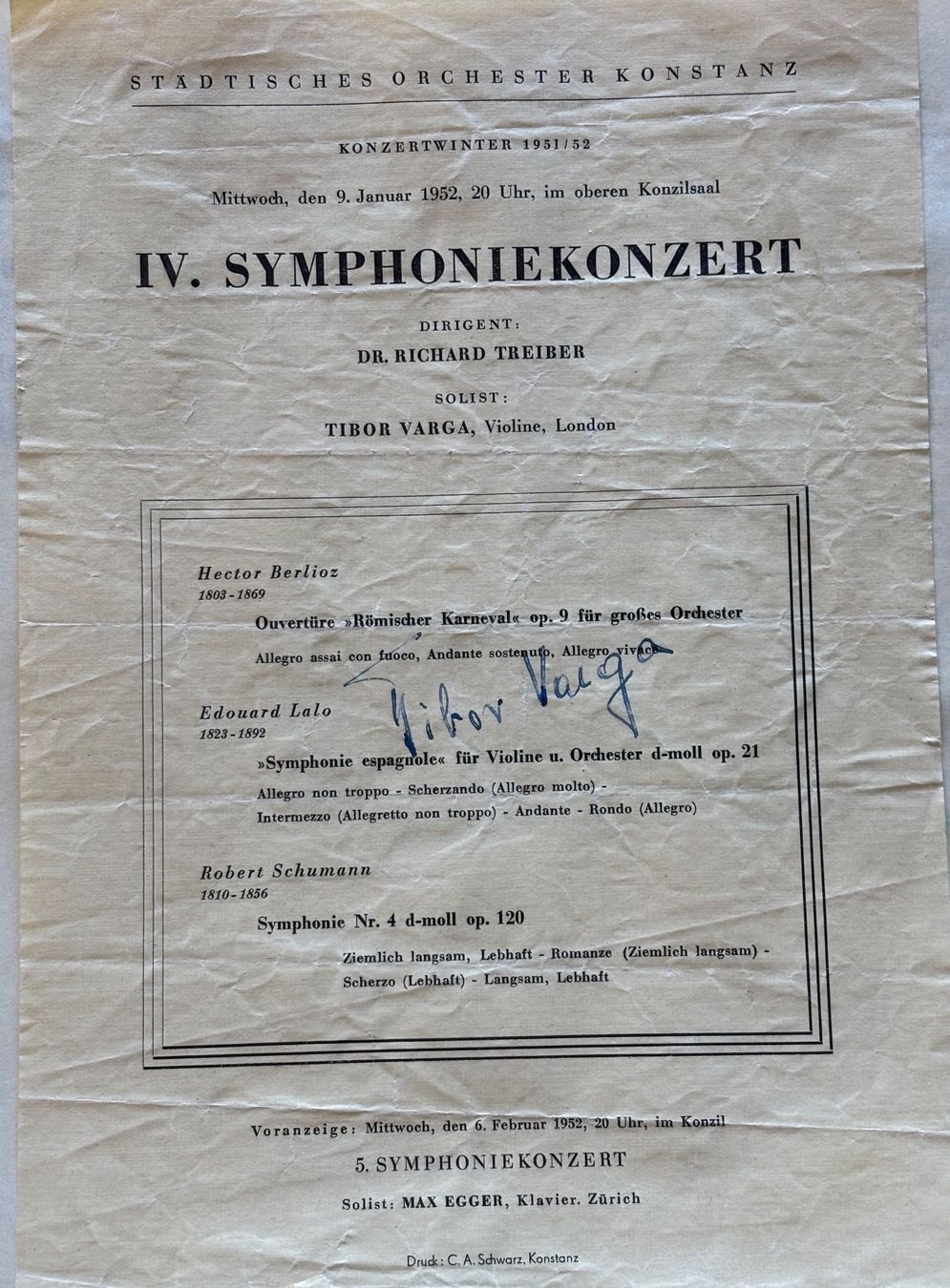 Autogramme: Autogramm, Musik, Tibor Varga, Ungarn, Violine, Dirigent – Gebraucht aus Frauenfeld von Merk52