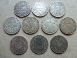 Lot ++ 10 Stück alte Silber Münzen ab 1863