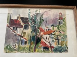 Aquarell Landschaft signiert 1957 45x32cm