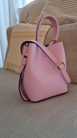 Süsse Rosa Leder-Handtasche mit kleinem Täschli, Top Zustan