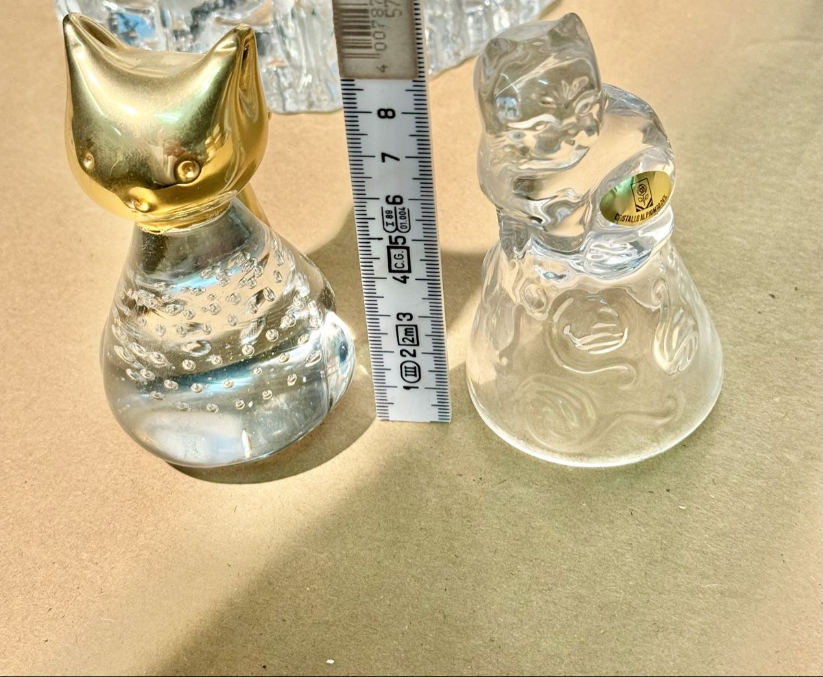 Statuette: Two Crystal Cat Figurines: Charming Home Decor Pieces – Usato da Lausanne venduto da vas_mbk2 4