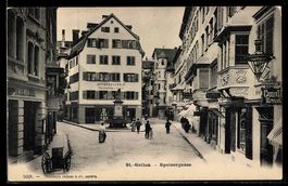 AK St.-Gallen, Speisergasse mit Passanten