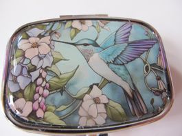 Hübsche Pillendose mit Kolibri-Motiv, neu