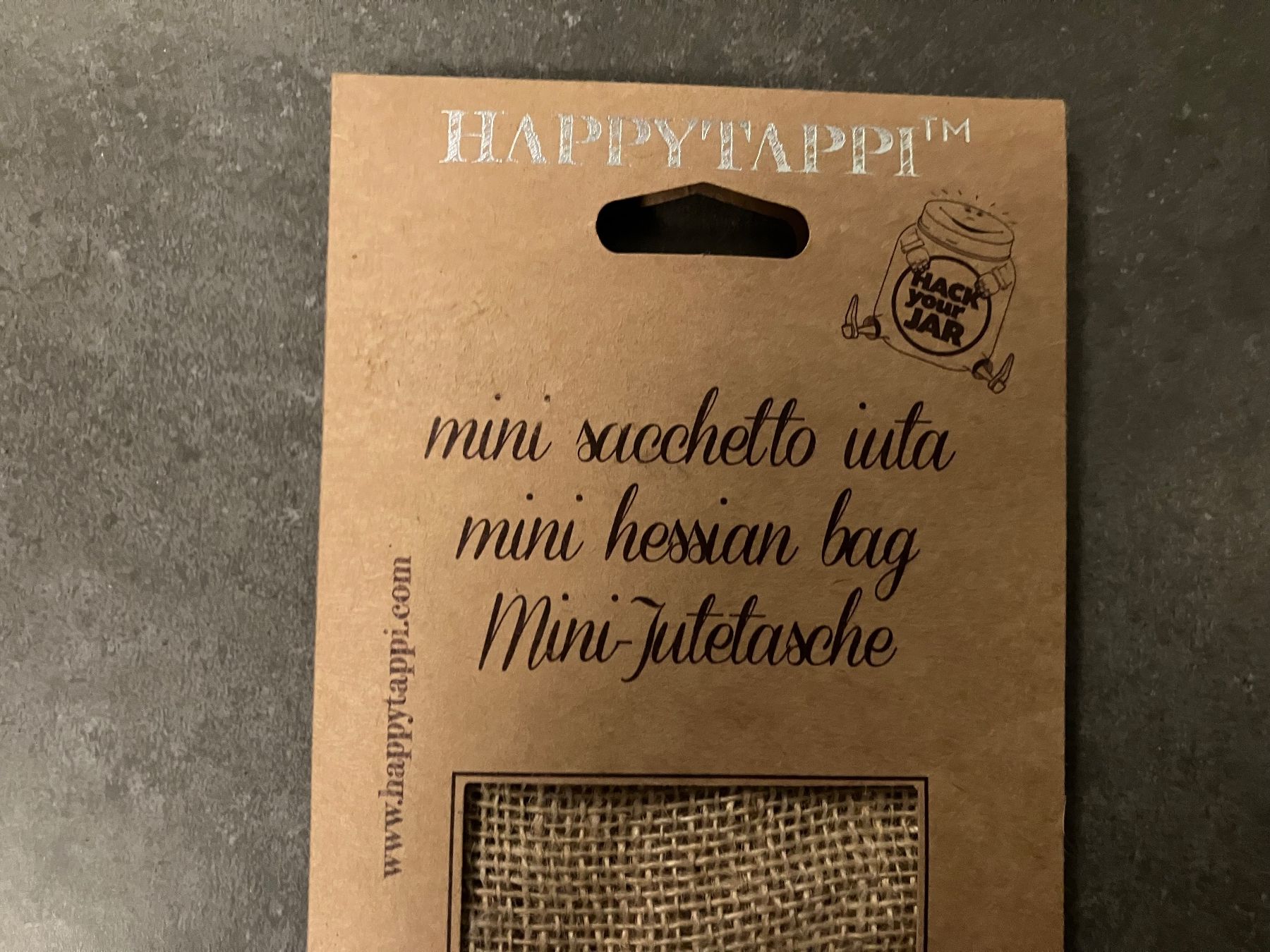 Tutte le decorazioni: Happytappi Mini Jutetasche, 10 x 14 cm – Nuovo e nell'imballaggio originale da Wettingen venduto da Chnoelleli 1