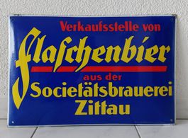 Emailschild Flaschenbier plaque émaillée