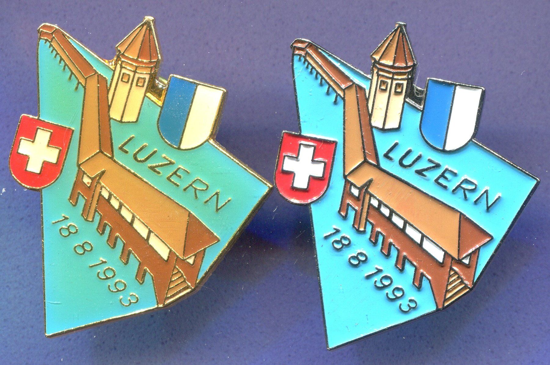 Placchette & Badge: 2 Pins  LUZERN  18.3.1993 – Usato da Winterthur venduto da Sammleroase
