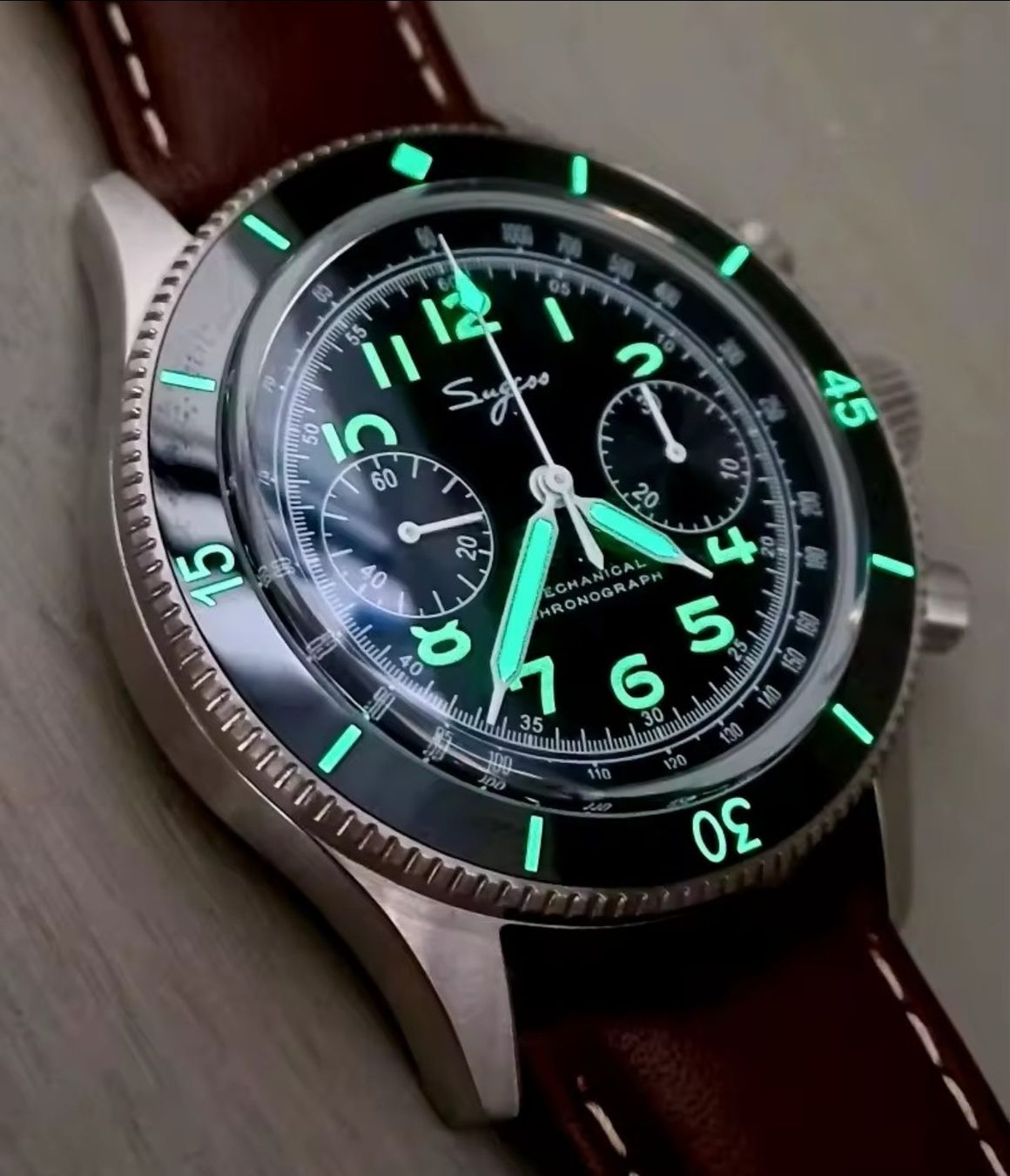 Orologi: Sugess Chronograph Mechanisch Fliegeruhr – Nuovo (secondo la descrizione) da Suhr venduto da ChronixChronometer 1