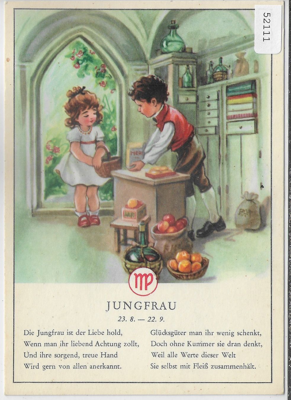 Cartoline postali: Horoskop - Jungfrau - Im Laden – Usato da Ettingen venduto da Kartenplanet