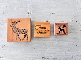 Holz-Stempel "Hirsch" Set 3-tlg.