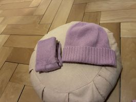 Set Allude Mütze-Handschuhe 100% Kaschmir rosa NEU Must-have