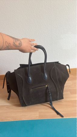 Handtasche Celine Luggage braunes Veloursleder