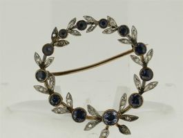 Antike Brosche Safir Diamant 18kt 4,8gr.