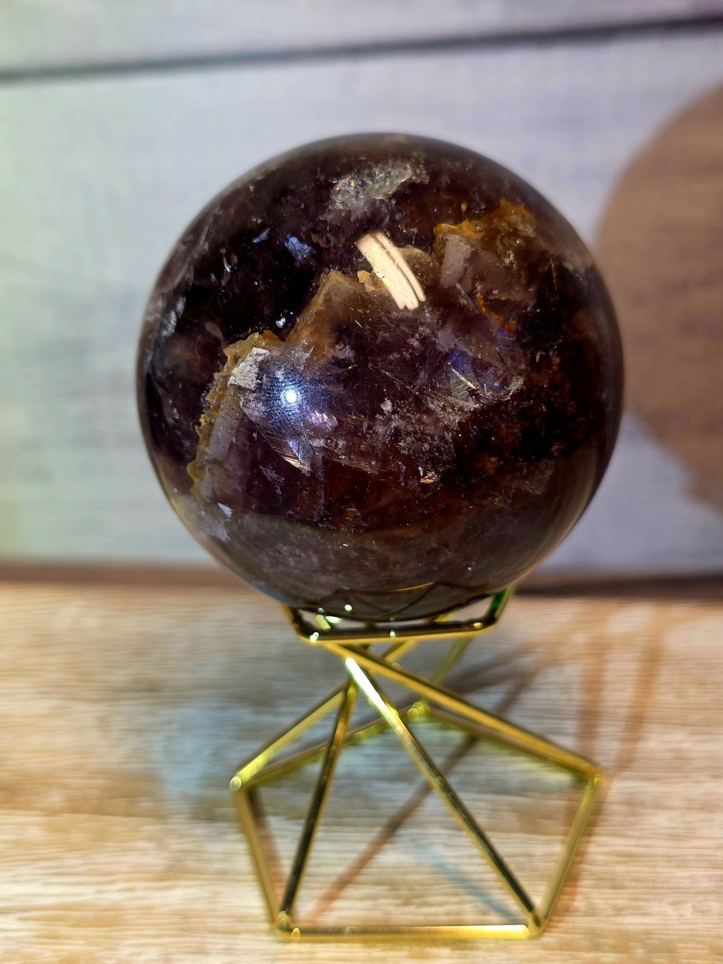 Minerali & Pietre curative: African Galaxy Fluorit Kugel D 62mm 383g – Nuovo e nell'imballaggio originale da Matzingen venduto da Shay_Crystalz