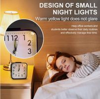 Wecker Leise Quarz Analog mit Nachtlicht Schwarz