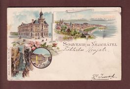 Souvenir de NEUCHÂTEL - 1901 Litho Künzli // pli //