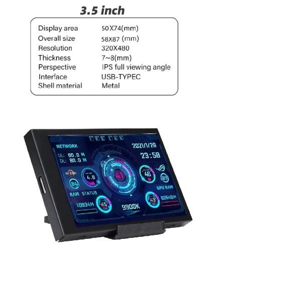 Monitore: 3.5" Moniteur IPS CPU GPU RAM HDD Écran Secondaire AIDA64 – Neu und originalverpackt aus Genève von Top-Trend 1
