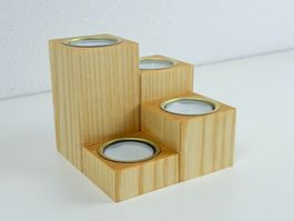 4er Set Teelichthalter Adventskranz Esche Massivholz