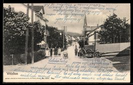 AK Wetzikon, Straßenbild mit Kindern und Kirchenansicht